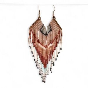 Long‎ Beaded Fringe Earrings